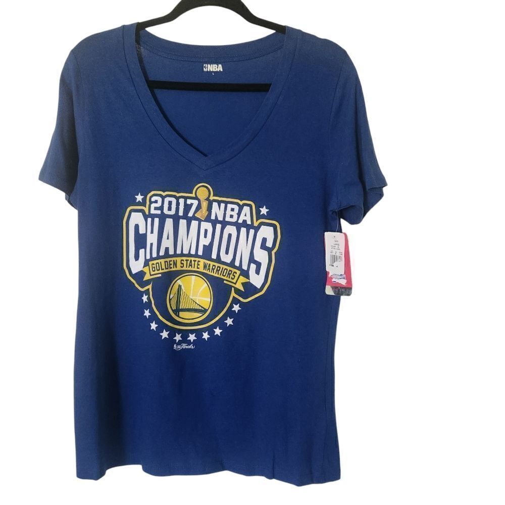 NBA Womens V-Neck Short Sleeve Golden State Warriors 2017 Champion Top Large